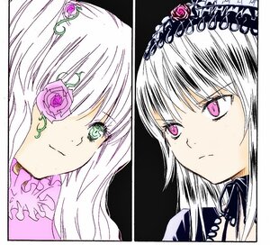 Rating: Safe Score: 0 Tags: 2girls closed_mouth face flower frown green_eyes hairband image kirakishou long_hair looking_at_viewer multiple_girls pair pink_flower pink_rose purple_rose rose suigintou white_hair white_rose User: admin