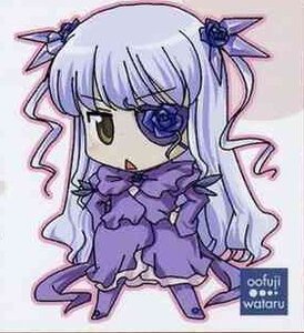 Rating: Safe Score: 0 Tags: 1girl barasuishou blue_flower chibi dress eyepatch flower frills full_body hair_ornament image long_hair long_sleeves purple_dress rose solo standing User: admin