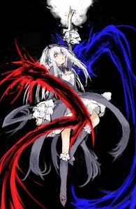 Rating: Safe Score: 0 Tags: 1girl black_background dress frills image long_hair long_sleeves solo suigintou very_long_hair User: admin