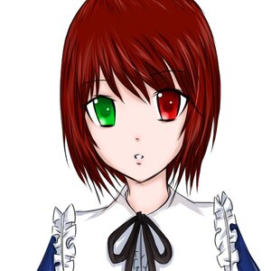 Rating: Safe Score: 0 Tags: 1girl bangs black_ribbon frills green_eyes heterochromia image looking_at_viewer neck_ribbon red_eyes red_hair ribbon short_hair simple_background solo souseiseki upper_body white_background User: admin