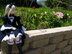 Rating: Safe Score: 0 Tags: 1girl black_dress black_legwear closed_eyes doll dress flower food frilled_dress frills hair_ornament hairband long_hair long_sleeves outdoors sitting solo suigintou thighhighs tree User: admin