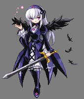 Rating: Safe Score: 0 Tags: 1girl armor boots dress full_body hairband holding image long_hair pink_eyes pixel_art solo suigintou sword thigh_boots thighhighs transparent_background weapon wings User: admin