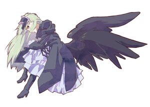 Rating: Safe Score: 0 Tags: 1girl auto_tagged black_wings boots dress feathered_wings green_eyes green_hair hat high_heel_boots high_heels image long_hair long_sleeves mini_hat solo striped suigintou wings User: admin