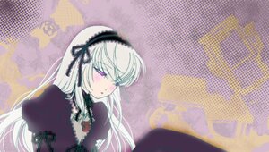 Rating: Safe Score: 0 Tags: 1girl blush detached_collar dress flower frills hairband halftone halftone_background image long_hair long_sleeves pink_eyes polka_dot polka_dot_background puffy_sleeves silver_hair solo suigintou upper_body wings User: admin