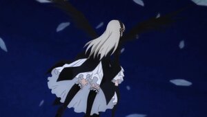 Rating: Safe Score: 0 Tags: 1girl dress frills hairband image long_hair long_sleeves petals silver_hair solo suigintou very_long_hair wings User: admin