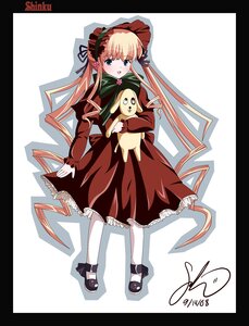 Rating: Safe Score: 0 Tags: 1girl black_border blonde_hair blue_eyes blush bonnet border bow dress full_body image letterboxed long_hair long_sleeves looking_at_viewer mary_janes open_mouth pantyhose red_dress shinku shoes signature solo striped twintails very_long_hair white_legwear User: admin