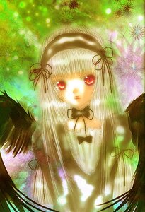 Rating: Safe Score: 0 Tags: 1girl bangs black_wings bow detached_collar dress hairband image long_hair looking_at_viewer red_eyes ribbon silver_hair solo suigintou wings User: admin