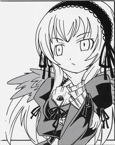 Rating: Safe Score: 0 Tags: 1girl blush cross-laced_clothes crossed_arms dress greyscale hair_ribbon hairband image long_hair long_sleeves looking_at_viewer monochrome ribbon solo suigintou upper_body wings User: admin