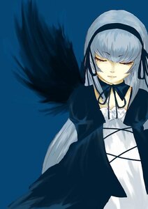 Rating: Safe Score: 0 Tags: 1girl black_dress black_ribbon black_wings blue_background closed_eyes closed_mouth dress hairband image juliet_sleeves long_hair long_sleeves ribbon silver_hair simple_background solo suigintou upper_body very_long_hair wings User: admin