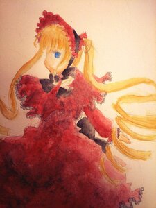 Rating: Safe Score: 0 Tags: 1girl blonde_hair blue_eyes bow bowtie dress image long_hair long_sleeves looking_at_viewer red_dress shinku solo twintails very_long_hair User: admin