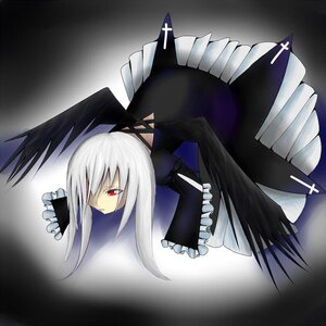 Rating: Safe Score: 0 Tags: 1girl albino black_dress black_wings dress frilled_sleeves frills full_body image long_hair long_sleeves red_eyes solo suigintou white_hair wide_sleeves wings User: admin