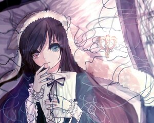 Rating: Safe Score: 0 Tags: 1girl black_hair black_ribbon blurry depth_of_field dress frills heterochromia image long_hair long_sleeves ribbon solo suiseiseki User: admin