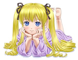 Rating: Safe Score: 0 Tags: 1girl barefoot blonde_hair blue_eyes blush chin_rest commentary_request doll_joints drill_hair feet hair_ribbon hands ichikawa_masahiro image jewelry joints long_hair lying on_stomach ribbon rozen_maiden shinku smile solo striped the_pose twintails User: admin