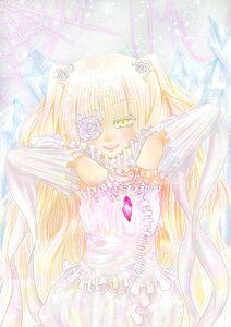 Rating: Safe Score: 0 Tags: 1girl blonde_hair dress eyepatch flower frills hair_flower hair_ornament image kirakishou long_hair rose smile solo very_long_hair white_rose yellow_eyes User: admin