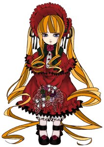 Rating: Safe Score: 0 Tags: 1girl bangs blonde_hair blue_eyes bonnet bow bowtie dress flower full_body green_bow image long_hair long_sleeves looking_at_viewer red_dress red_flower rose shinku simple_background solo standing twintails very_long_hair white_background User: admin