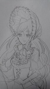 Rating: Safe Score: 0 Tags: 1girl auto_tagged bow dress frills greyscale image lineart long_hair long_sleeves looking_at_viewer monochrome shinku sketch solo traditional_media umbrella User: admin