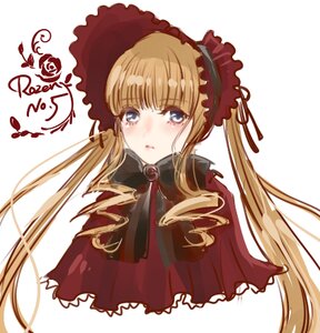 Rating: Safe Score: 0 Tags: 1girl bangs blonde_hair blue_eyes blush bonnet bow capelet drill_hair image long_hair looking_at_viewer shinku simple_background solo twintails upper_body white_background User: admin