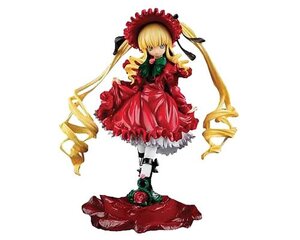 Rating: Safe Score: 0 Tags: 1girl blonde_hair blue_eyes bonnet bow bowtie doll dress flower frills full_body green_bow long_hair long_sleeves looking_at_viewer red_dress rose shinku simple_background solo standing twintails white_background User: admin