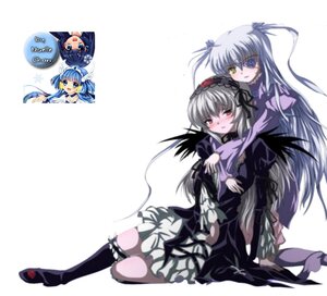 Rating: Safe Score: 0 Tags: barasuishou black_wings blue_eyes blush boots dress eyepatch flower frills image long_hair long_sleeves multiple_girls pair silver_hair suigintou wings User: admin