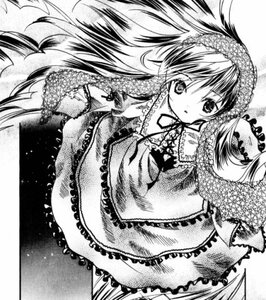 Rating: Safe Score: 0 Tags: 1girl auto_tagged dress frills greyscale image lace long_hair long_sleeves looking_at_viewer monochrome ribbon solo suiseiseki very_long_hair User: admin