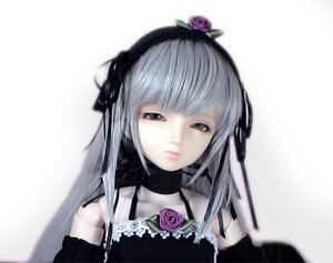 Rating: Safe Score: 0 Tags: 1girl bangs bare_shoulders choker closed_mouth doll flower food hair_ornament hairband lips long_hair looking_at_viewer ribbon rose simple_background solo suigintou User: admin