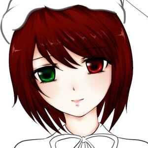 Rating: Safe Score: 0 Tags: 1girl closed_mouth green_eyes image looking_at_viewer portrait red_eyes red_hair short_hair simple_background smile solo souseiseki striped white_background User: admin