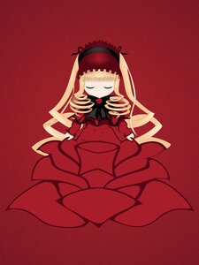Rating: Safe Score: 0 Tags: 1girl blonde_hair blush bow chibi closed_eyes dress image long_hair long_sleeves red_background red_dress red_theme shinku smile solo very_long_hair User: admin