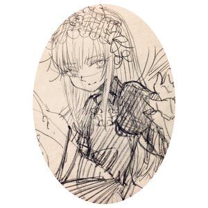 Rating: Safe Score: 0 Tags: 1girl dress eyebrows_visible_through_hair hairband image long_hair long_sleeves looking_at_viewer monochrome simple_background sketch smile solo suigintou traditional_media upper_body white_background User: admin