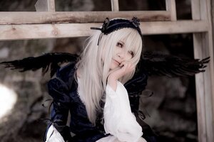 Rating: Safe Score: 0 Tags: 1girl bangs black_ribbon black_wings blurry closed_mouth depth_of_field dress hairband long_hair long_sleeves looking_at_viewer ribbon solo suigintou wings User: admin