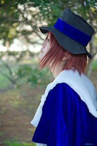 Rating: Safe Score: 0 Tags: 1girl blue_dress blue_headwear blurry blurry_background brown_eyes brown_hair capelet depth_of_field from_side hat outdoors profile short_hair solo souseiseki User: admin