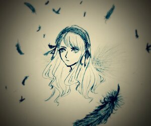 Rating: Safe Score: 0 Tags: 1girl animal bat bird black_feathers closed_mouth crow dove feathers flock greyscale hairband image long_hair looking_at_viewer monochrome ribbon seagull solo suigintou traditional_media white_feathers User: admin