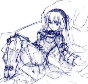 Rating: Safe Score: 0 Tags: 1girl dress frills hairband image lolita_hairband long_hair long_sleeves looking_at_viewer monochrome puffy_sleeves ribbon rose simple_background sitting sketch solo suigintou very_long_hair wings User: admin