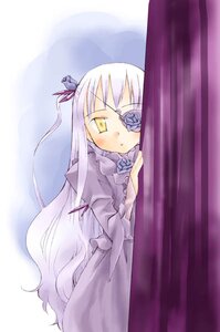 Rating: Safe Score: 0 Tags: 1girl barasuishou blue_flower blue_rose curtains dress eyepatch flower frills image long_hair long_sleeves looking_at_viewer parted_lips peeking_out purple_dress rose rozen_maiden silver_hair solo standing takano_natsuki very_long_hair yellow_eyes User: admin