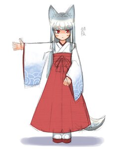 Rating: Safe Score: 0 Tags: 1girl animal_ears closed_mouth eyebrows_visible_through_hair fox_ears fox_tail full_body hakama image japanese_clothes kimono long_hair looking_at_viewer miko red_eyes red_hakama simple_background solo standing suigintou tail white_background white_hair wide_sleeves User: admin