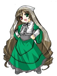 Rating: Safe Score: 0 Tags: 1girl :d brown_hair dress drill_hair frills full_body green_dress green_eyes head_scarf heterochromia image long_hair long_sleeves looking_at_viewer open_mouth red_eyes simple_background smile solo standing suiseiseki twin_drills twintails very_long_hair white_background User: admin