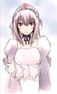 Rating: Safe Score: 0 Tags: 1girl blush dress flower frills hairband image long_hair long_sleeves looking_at_viewer puffy_sleeves sketch solo suigintou upper_body User: admin