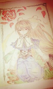 Rating: Safe Score: 0 Tags: 1girl capelet dress flower image long_hair long_sleeves pair petals rose rose_petals solo souseiseki suiseiseki traditional_media very_long_hair User: admin