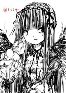 Rating: Safe Score: 0 Tags: 1girl bangs blunt_bangs closed_mouth flower gothic_lolita greyscale hairband image lolita_fashion lolita_hairband long_hair looking_at_viewer monochrome ribbon rose simple_background sketch solo suigintou upper_body white_background User: admin