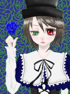 Rating: Safe Score: 0 Tags: black_flower black_rose blue_flower blue_rose flower green_eyes hat heterochromia image purple_flower purple_rose red_eyes red_rose ribbon rose short_hair solo souseiseki thorns white_rose yellow_rose User: admin