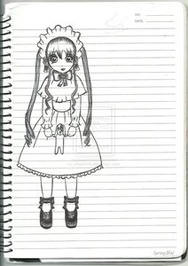 Rating: Safe Score: 0 Tags: 1girl blush dress full_body greyscale image long_sleeves looking_at_viewer maid maid_headdress monochrome open_mouth photo shinku shoes solo standing twintails User: admin