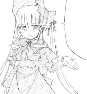 Rating: Safe Score: 0 Tags: 1girl :d blush dress greyscale image long_hair long_sleeves looking_at_viewer monochrome open_mouth ribbon shinku simple_background smile solo very_long_hair white_background User: admin