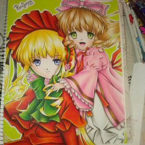 Rating: Safe Score: 0 Tags: 2girls blonde_hair blue_eyes bow dress drill_hair frills green_eyes hair_bow hina_ichigo hinaichigo hug image long_hair long_sleeves looking_at_viewer multiple_girls open_mouth pair pink_bow red_dress rose shikishi shinku traditional_media twin_drills User: admin