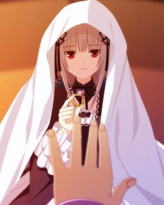 Rating: Safe Score: 0 Tags: 1girl bangs blurry blurry_foreground closed_mouth curtains depth_of_field dress female_pov hair_ornament holding hood_up image looking_at_viewer out_of_frame pov pov_hands red_eyes smile solo solo_focus suigintou veil User: admin