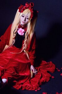 Rating: Safe Score: 0 Tags: 1girl blonde_hair dress flower long_hair red_dress rose shinku sitting solo very_long_hair User: admin