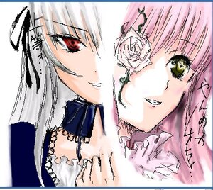 Rating: Safe Score: 0 Tags: 2girls close-up evil_smile face grin image kirakishou long_hair looking_at_viewer multiple_girls pair pink_hair red_eyes ribbon smile suigintou User: admin