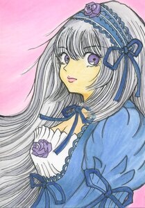 Rating: Safe Score: 0 Tags: 1girl blue_flower blue_ribbon blue_rose dress flower frills hairband image lolita_fashion lolita_hairband long_hair long_sleeves looking_at_viewer pink_background puffy_sleeves purple_eyes purple_rose ribbon rose silver_hair simple_background solo suigintou traditional_media User: admin