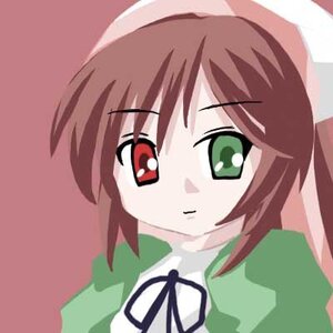 Rating: Safe Score: 0 Tags: 1girl brown_hair dress green_dress green_eyes image long_sleeves looking_at_viewer red_eyes ribbon short_hair simple_background solo suiseiseki upper_body User: admin