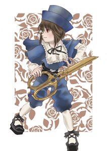 Rating: Safe Score: 0 Tags: 1girl blue_dress brown_hair dress flower hat image long_sleeves red_eyes ribbon rose short_hair solo souseiseki weapon User: admin