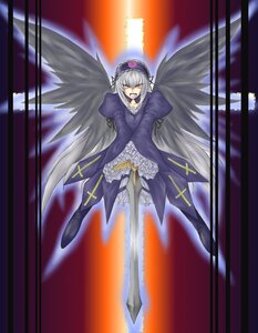 Rating: Safe Score: 0 Tags: 1girl black_wings boots dress flower frills full_body image juliet_sleeves long_hair long_sleeves looking_at_viewer open_mouth puffy_sleeves rose silver_hair solo suigintou weapon wings User: admin