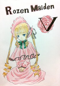 Rating: Safe Score: 0 Tags: 1girl blonde_hair blue_eyes bonnet bow bowtie capelet dress drill_hair flower full_body image long_hair long_sleeves looking_at_viewer marker_(medium) photo rose shinku simple_background solo standing traditional_media twin_drills twintails white_background User: admin